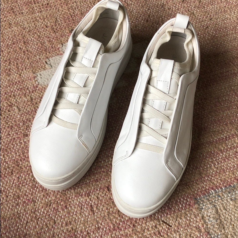J/SLIDES NYC White Leather Chunky Platform Slip-on Sneakers Size 7